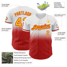 Charger l&#39;image dans la galerie, Custom White Pinstripe Gold-Red Authentic Fade Fashion Baseball Jersey
