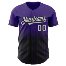 Load image into Gallery viewer, Custom Purple Pinstripe Gray-Black Authentic Fade Fashion Baseball Jersey
