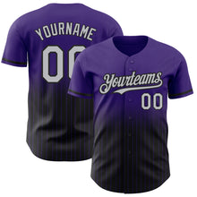 Load image into Gallery viewer, Custom Purple Pinstripe Gray-Black Authentic Fade Fashion Baseball Jersey
