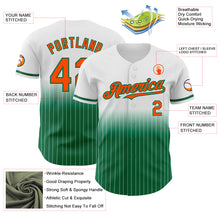Load image into Gallery viewer, Custom White Pinstripe Orange-Kelly Green Authentic Fade Fashion Baseball Jersey
