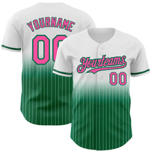Загрузить изображение в средство просмотра галереи, Custom White Pinstripe Pink-Kelly Green Authentic Fade Fashion Baseball Jersey
