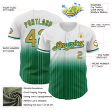 Загрузить изображение в средство просмотра галереи, Custom White Pinstripe Old Gold-Kelly Green Authentic Fade Fashion Baseball Jersey
