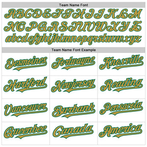 Custom White Pinstripe Old Gold-Kelly Green Authentic Fade Fashion Baseball Jersey