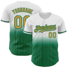 Load image into Gallery viewer, Custom White Pinstripe Old Gold-Kelly Green Authentic Fade Fashion Baseball Jersey
