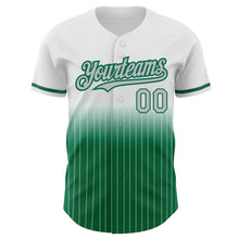 Load image into Gallery viewer, Custom White Pinstripe Gray-Kelly Green Authentic Fade Fashion Baseball Jersey
