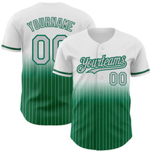 Load image into Gallery viewer, Custom White Pinstripe Gray-Kelly Green Authentic Fade Fashion Baseball Jersey
