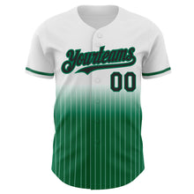 Load image into Gallery viewer, Custom White Pinstripe Black-Kelly Green Authentic Fade Fashion Baseball Jersey
