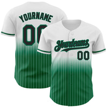 Load image into Gallery viewer, Custom White Pinstripe Black-Kelly Green Authentic Fade Fashion Baseball Jersey
