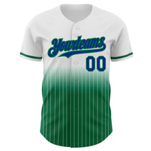 Load image into Gallery viewer, Custom White Pinstripe Royal-Kelly Green Authentic Fade Fashion Baseball Jersey
