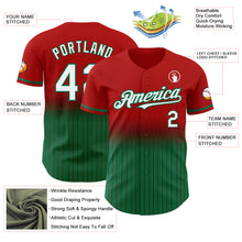 Load image into Gallery viewer, Custom Red Pinstripe White-Kelly Green Authentic Fade Fashion Baseball Jersey
