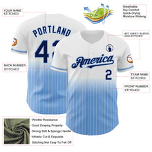 Load image into Gallery viewer, Custom White Pinstripe Navy-Light Blue Authentic Fade Fashion Baseball Jersey
