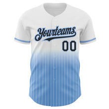 Charger l&#39;image dans la galerie, Custom White Pinstripe Black-Light Blue Authentic Fade Fashion Baseball Jersey
