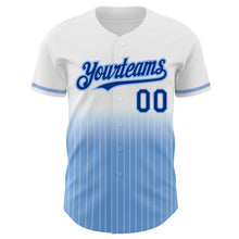 Load image into Gallery viewer, Custom White Pinstripe Royal-Light Blue Authentic Fade Fashion Baseball Jersey
