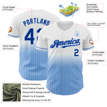 Charger l&#39;image dans la galerie, Custom White Pinstripe Royal-Light Blue Authentic Fade Fashion Baseball Jersey
