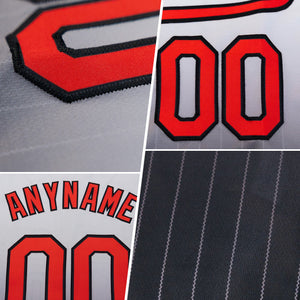 Custom White Pinstripe Black-Orange Authentic Fade Fashion Baseball Jersey