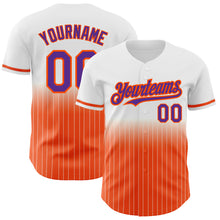 Charger l&#39;image dans la galerie, Custom White Pinstripe Purple-Orange Authentic Fade Fashion Baseball Jersey

