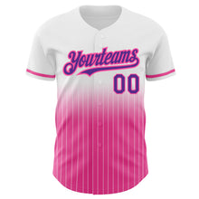 Charger l&#39;image dans la galerie, Custom White Pinstripe Purple-Pink Authentic Fade Fashion Baseball Jersey
