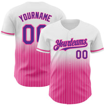 Charger l&#39;image dans la galerie, Custom White Pinstripe Purple-Pink Authentic Fade Fashion Baseball Jersey
