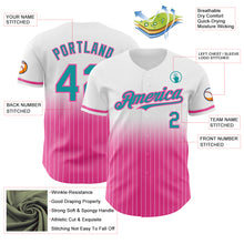 Load image into Gallery viewer, Custom White Pinstripe Teal-Pink Authentic Fade Fashion Baseball Jersey
