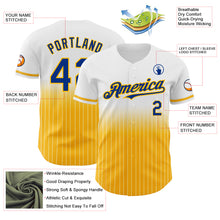 Charger l&#39;image dans la galerie, Custom White Pinstripe Royal-Gold Authentic Fade Fashion Baseball Jersey
