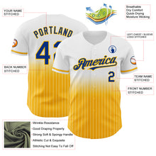 Load image into Gallery viewer, Custom White Pinstripe Royal-Gold Authentic Fade Fashion Baseball Jersey
