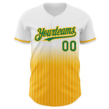 Load image into Gallery viewer, Custom White Pinstripe Kelly Green-Gold Authentic Fade Fashion Baseball Jersey
