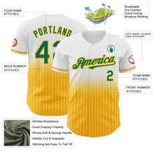 Load image into Gallery viewer, Custom White Pinstripe Kelly Green-Gold Authentic Fade Fashion Baseball Jersey
