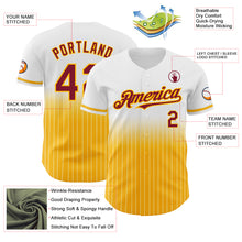 Load image into Gallery viewer, Custom White Pinstripe Crimson-Gold Authentic Fade Fashion Baseball Jersey
