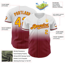 Загрузить изображение в средство просмотра галереи, Custom White Pinstripe Gold-Crimson Authentic Fade Fashion Baseball Jersey
