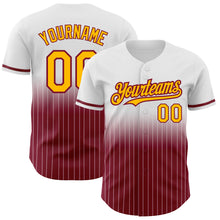 Загрузить изображение в средство просмотра галереи, Custom White Pinstripe Gold-Crimson Authentic Fade Fashion Baseball Jersey
