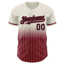 Load image into Gallery viewer, Custom Cream Pinstripe Black-Crimson Authentic Fade Fashion Baseball Jersey
