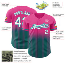 Charger l&#39;image dans la galerie, Custom Pink Pinstripe White-Teal Authentic Fade Fashion Baseball Jersey
