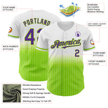 Charger l&#39;image dans la galerie, Custom White Pinstripe Purple-Neon Green Authentic Fade Fashion Baseball Jersey
