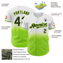 Charger l&#39;image dans la galerie, Custom White Pinstripe Black-Neon Green Authentic Fade Fashion Baseball Jersey
