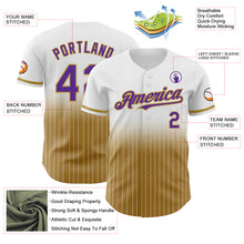 Charger l&#39;image dans la galerie, Custom White Pinstripe Purple-Old Gold Authentic Fade Fashion Baseball Jersey
