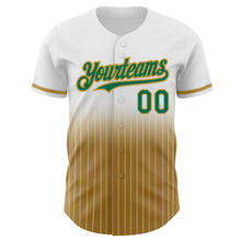 Charger l&#39;image dans la galerie, Custom White Pinstripe Kelly Green-Old Gold Authentic Fade Fashion Baseball Jersey
