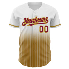 Charger l&#39;image dans la galerie, Custom White Pinstripe Crimson-Old Gold Authentic Fade Fashion Baseball Jersey
