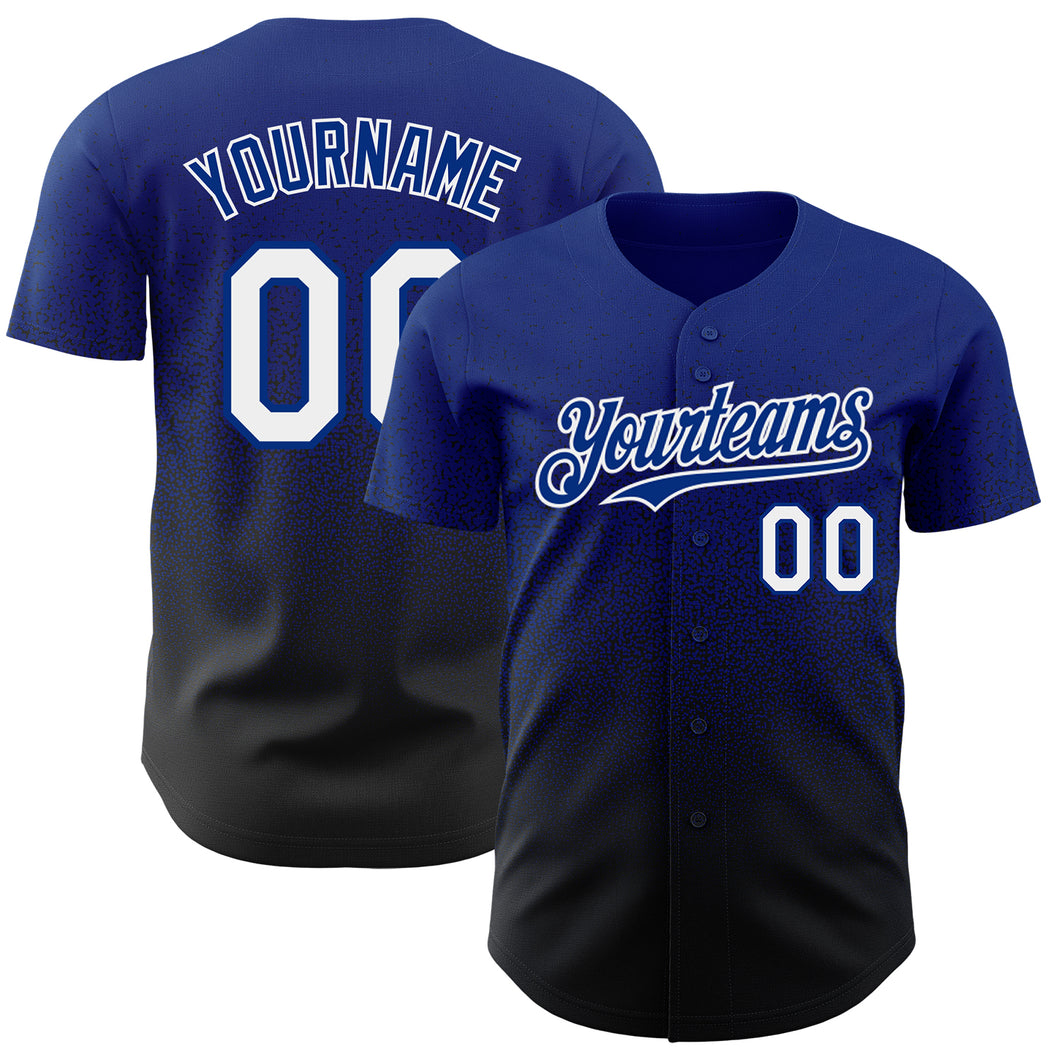 Custom Royal White-Black Authentic Fade Fashion Baseball Jersey