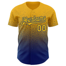 Load image into Gallery viewer, Custom Gold Royal Authentic Fade Fashion Baseball Jersey
