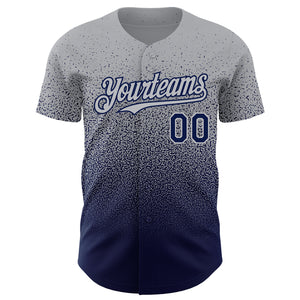 Custom Gray Navy Authentic Fade Fashion Baseball Jersey