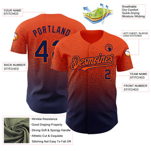 Custom Orange Navy Authentic Fade Fashion Baseball Jersey