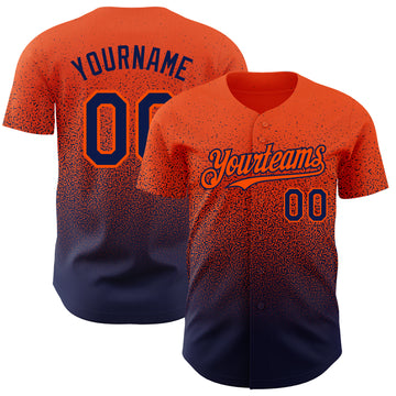 Custom Orange Navy Authentic Fade Fashion Baseball Jersey