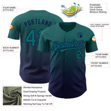 Load image into Gallery viewer, Custom Teal Navy Authentic Fade Fashion Baseball Jersey
