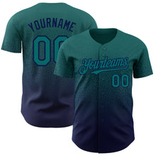 Load image into Gallery viewer, Custom Teal Navy Authentic Fade Fashion Baseball Jersey
