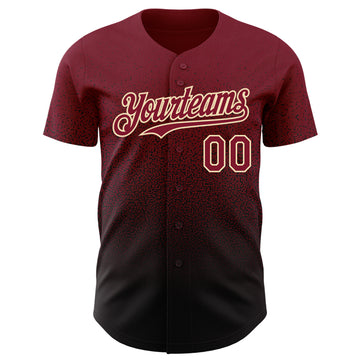 Custom Crimson Black-Cream Authentic Fade Fashion Baseball Jersey