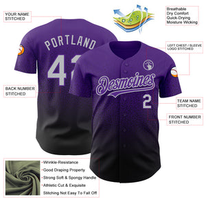 Custom Purple Gray-Black Authentic Fade Fashion Baseball Jersey