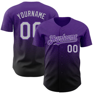 Custom Purple Gray-Black Authentic Fade Fashion Baseball Jersey