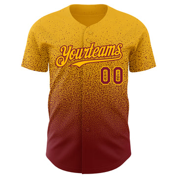 Custom Gold Crimson Authentic Fade Fashion Baseball Jersey