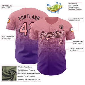 Custom Medium Pink Purple-Black Authentic Fade Fashion Baseball Jersey
