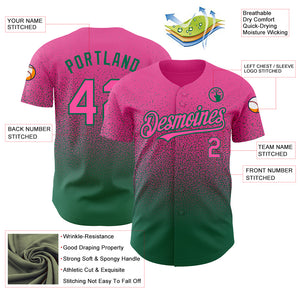 Custom Pink Kelly Green Authentic Fade Fashion Baseball Jersey